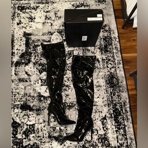 BRAND NEW Black Patent Leather Thigh-High Boots